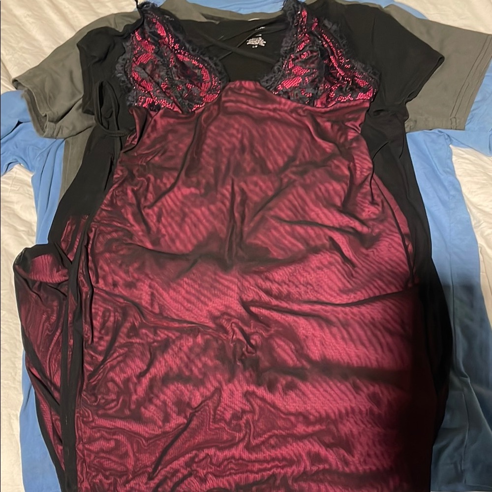 Black and Burgundy Lace Nightgown